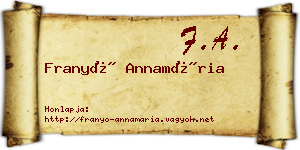 Franyó Annamária névjegykártya